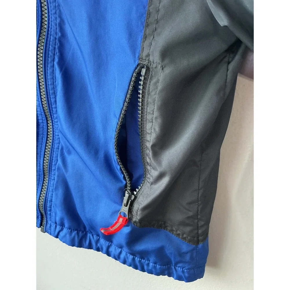 OshKosh Bgosh Boys Blue Grey Fleece Lined Hooded Windbreaker Jacket Size 5-6